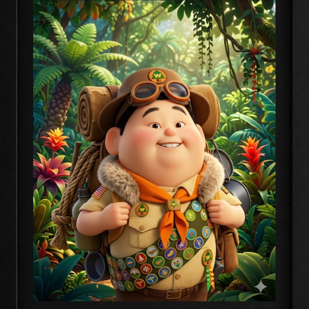 Adventure Scout Poster A.I. Art Print In a Glass Front Frame 8x10